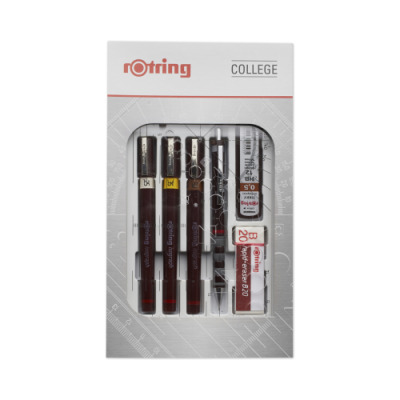 Zestaw isografów Rotring Combi College 0.25/0.35/0.5 mm + akcesoria