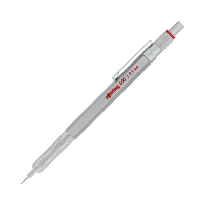 Ołówek automatyczny Rotring 600 - 0,5 mm, metalowy, srebrny