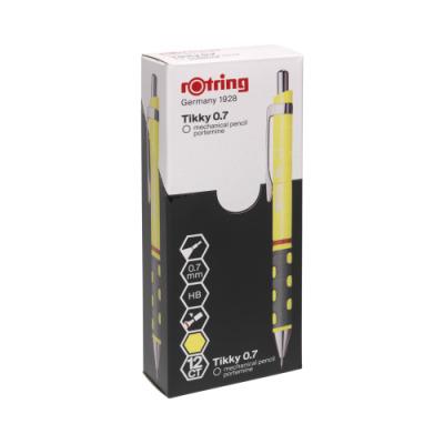 Ołówek automatyczny Rotring Tikky 0,7 mm, neon żółty korpus