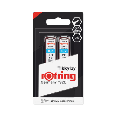 Grafity do ołówków Rotring Tikky 0,7 mm 2B - 24 grafitów ( 2 opakowania)