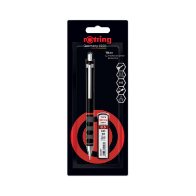 Ołówek automatyczny Rotring Tikky 0,5 mm, czarny + 12 szt grafitów
