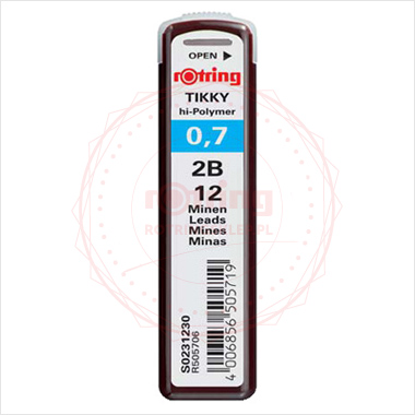 Grafity do ołówków Rotring Tikky 0,7mm 2B - 12 grafitów Grafity do ołówków Rotring Tikky 0,7mm 2B - 12 grafitów