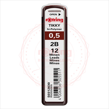 Grafity do ołówków Rotring Tikky 0,5mm 2B - 12 grafitów Grafity do ołówków Rotring Tikky 0,5mm 2B - 12 grafitów