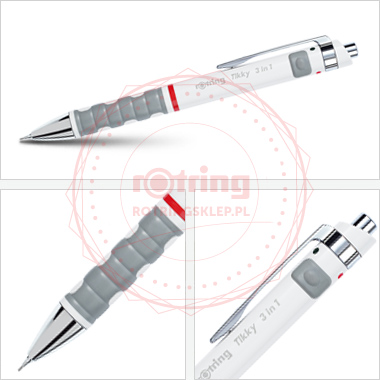 Multipen Rotring Tikky biały (BP czarny / BP czerwony /ołówek 0.5mm) Multipen Rotring Tikky biały (BP czarny / BP czerwony /ołówek 0.5mm)